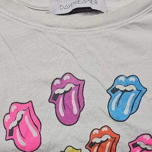 Daydreamer White Tee with Pink, Magenta, Blue & Orange Tongue Graphics